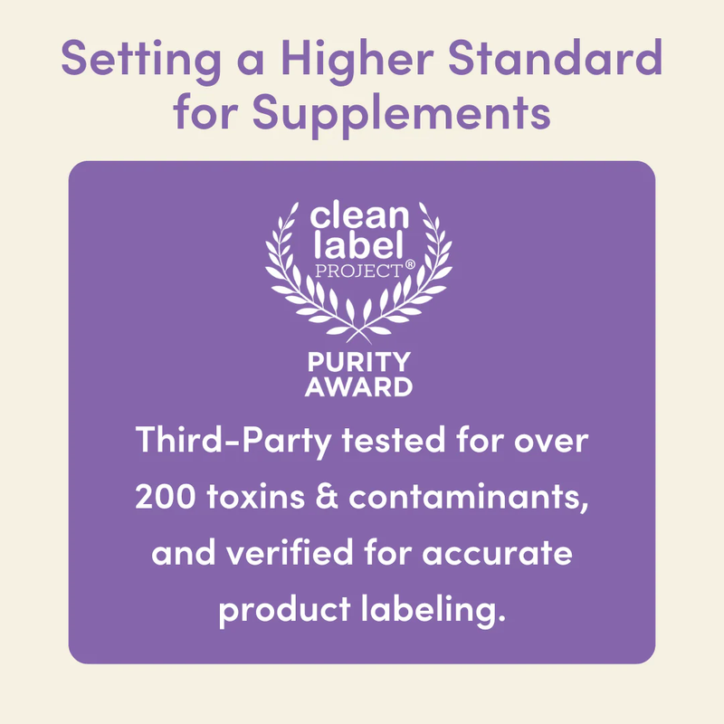 Clean Label Project Purity Award, third-party tested