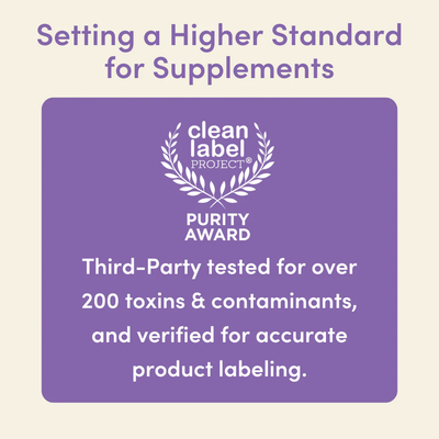 Clean Label Project Purity Award, third-party tested